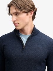 Superdry Blue Essential Lambswool Blend 1/2 Zip Jumper - Image 4 of 7