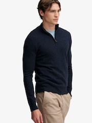 Superdry Blue Essential Lambswool Blend 1/2 Zip Jumper - Image 5 of 7