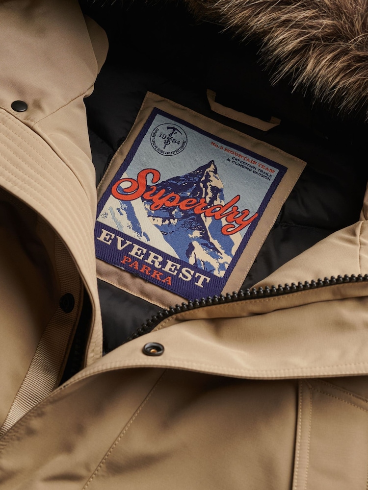 Superdry Cream Everest Faux Fur Parka Jacket - Image 2 of 2