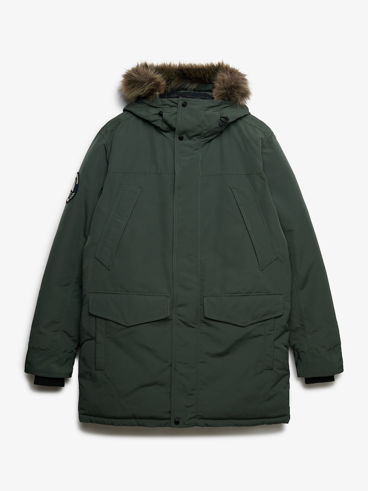 Superdry Green Everest Faux Fur Parka Jacket - Image 1 of 2