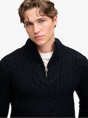 Superdry Blue Jacob Cable Half Zip Knit Jumper - Image 3 of 7