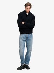 Superdry Blue Jacob Cable Half Zip Knit Jumper - Image 5 of 7
