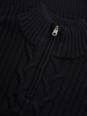 Superdry Blue Jacob Cable Half Zip Knit Jumper - Image 7 of 7