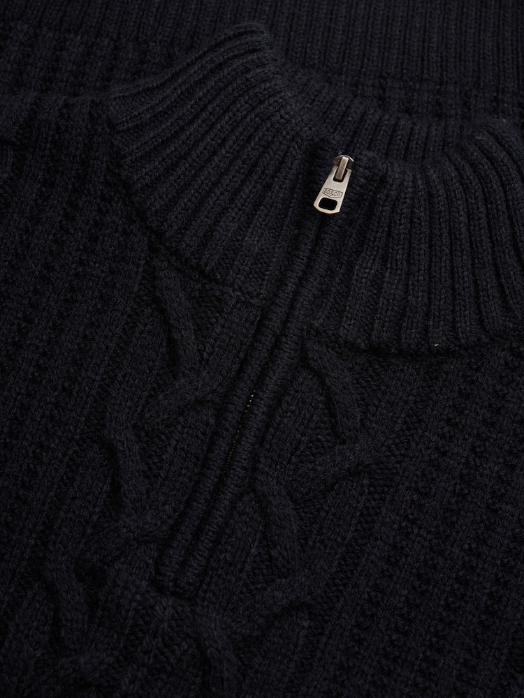 Superdry Blue Jacob Cable Half Zip Knit Jumper - Image 7 of 7