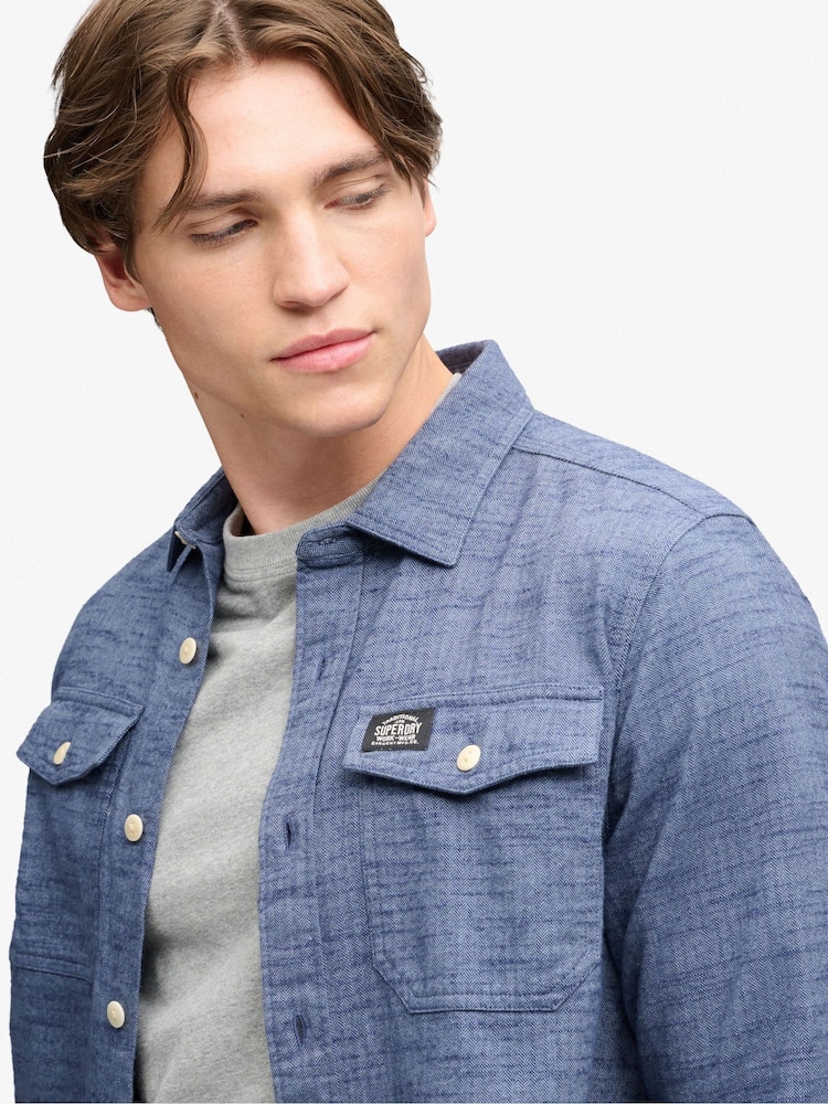 Mėlyna - „Superdry“ „Hellbone“ stiliaus darbo marškinėliai - 5 paveikslėlis iš 5