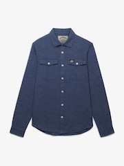 أزرق - قميص بتصميم هيرينغبون مستوحى من ملابس العمل من Superdry - Image 6 of 8
