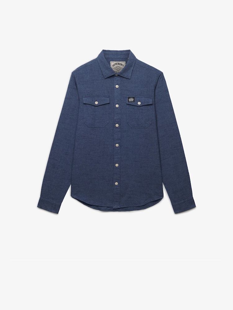 أزرق - قميص بتصميم هيرينغبون مستوحى من ملابس العمل من Superdry - Image 8 of 8