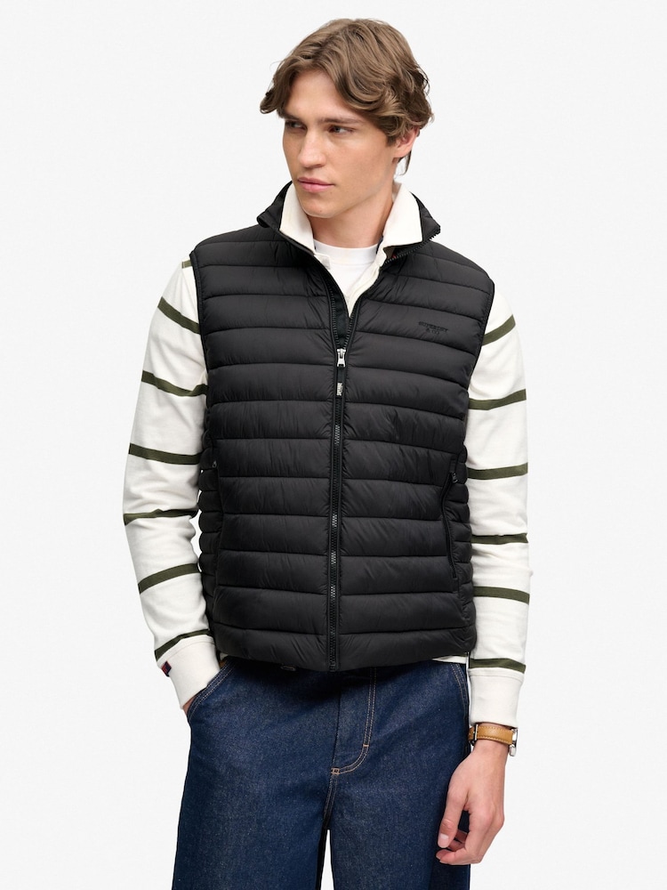 Superdry Black Fuji Lite Padded Gilet - Image 1 of 7