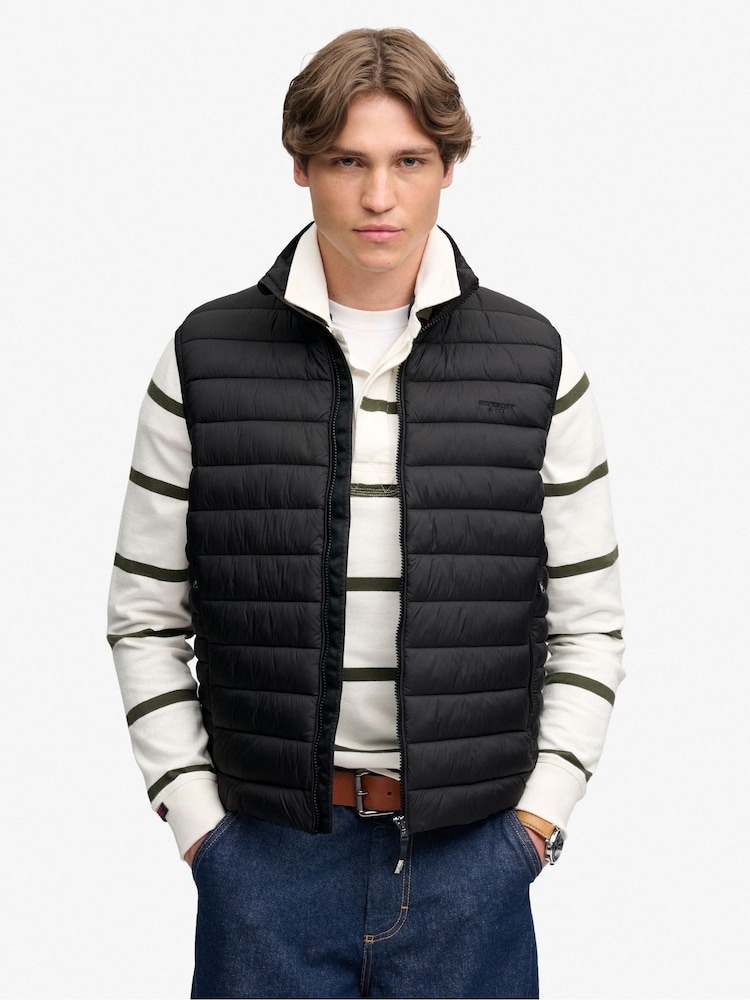 Superdry Black Fuji Lite Padded Gilet - Image 2 of 7