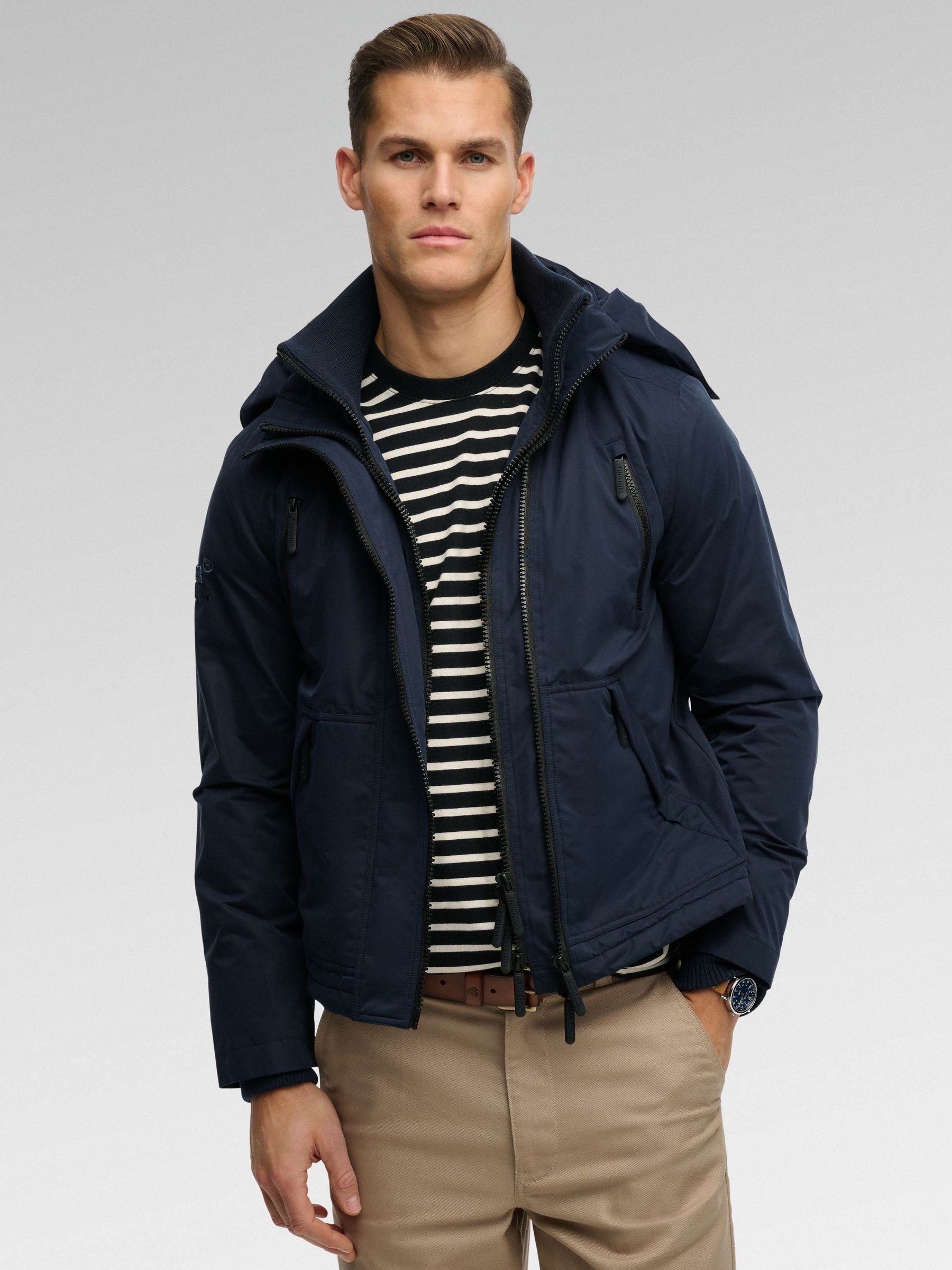 Superdry Men's Blue Hooded Micro Fabric Arctic Windcheater