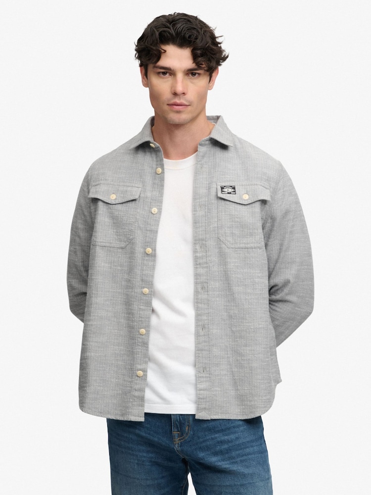Pilka - „Superdry“ „Hellbone“ stiliaus darbo marškinėliai - 1 paveikslėlis iš 5
