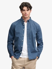 Plavo - Superdry Garment Dyed košulja dugih rukava - Slika 1 od 5