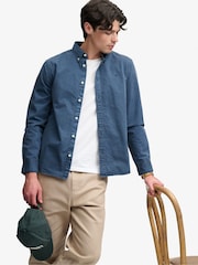 Plavo - Superdry Garment Dyed košulja dugih rukava - Slika 4 od 5