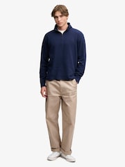 Superdry Blue Garment Dye Rib Half Zip Sweat Top - Image 5 of 5