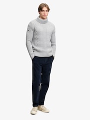 Superdry Grey Jacob Cable Roll Neck Jumper - Image 3 of 7