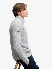 Superdry Grey Jacob Cable Roll Neck Jumper - Image 5 of 7