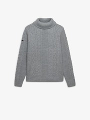 Superdry Grey Jacob Cable Roll Neck Jumper - Image 6 of 7