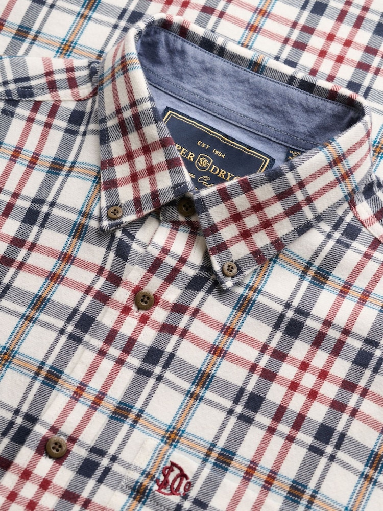 Superdry White/Red Long Sleeve Cotton Lumberjack Shirt - Image 8 of 8 Superdry White/Red Long Sleeve Cotton Lumberjack Shirt - Image 8 of 8