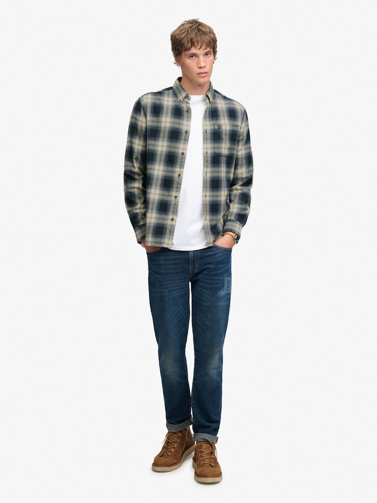 أزرق/أصفر - قميص قطن بكم طويل Lumberjack من Superdry - صورة 2 من 8