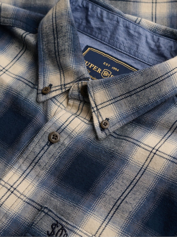 أزرق/أصفر - قميص قطن بكم طويل Lumberjack من Superdry - صورة 8 من 8