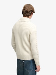 Superdry Cream Jacob Cable Roll Neck Jumper - Image 2 of 7