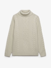 Superdry Cream Jacob Cable Roll Neck Jumper - Image 6 of 7
