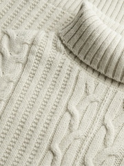Superdry Cream Jacob Cable Roll Neck Jumper - Image 7 of 7