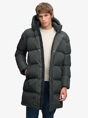 Superdry Green Hooded Sports Puffer Coat - Image 1 of 8