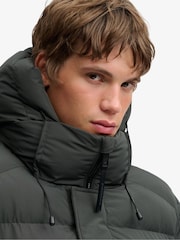 Superdry Green Hooded Sports Puffer Coat - Image 7 of 8