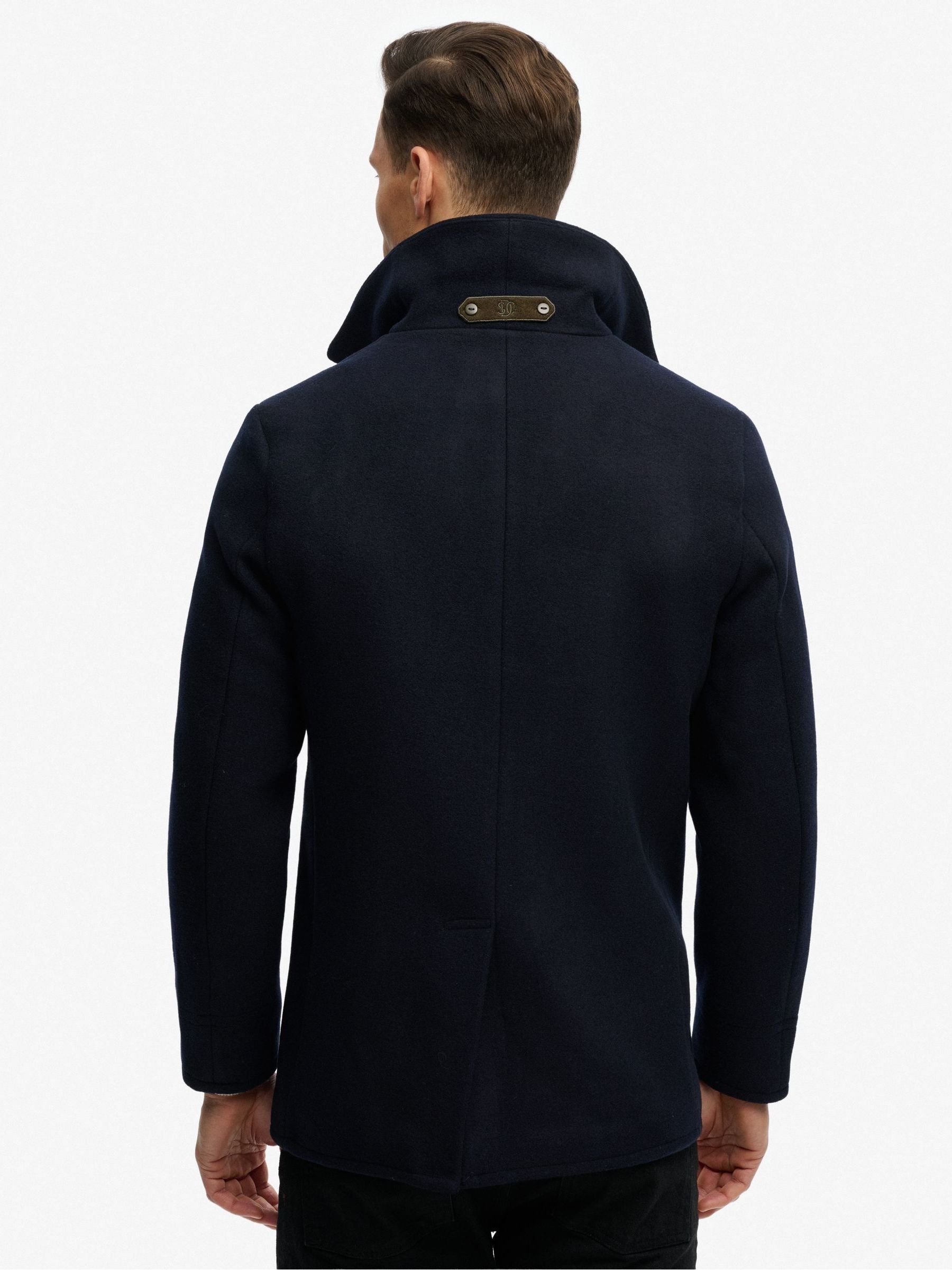 Buy Superdry Blue Merchant Wool Blend Pea Coat from Next USA