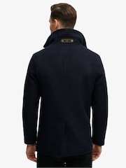 Superdry Blue Merchant Wool Blend Pea Coat - Image 2 of 8