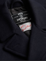 Superdry Blue Merchant Wool Blend Pea Coat - Image 8 of 8