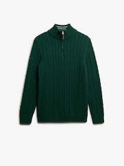 Superdry Dark Green Preppy Cotton Cable Half Zip Jumper - Image 6 of 7