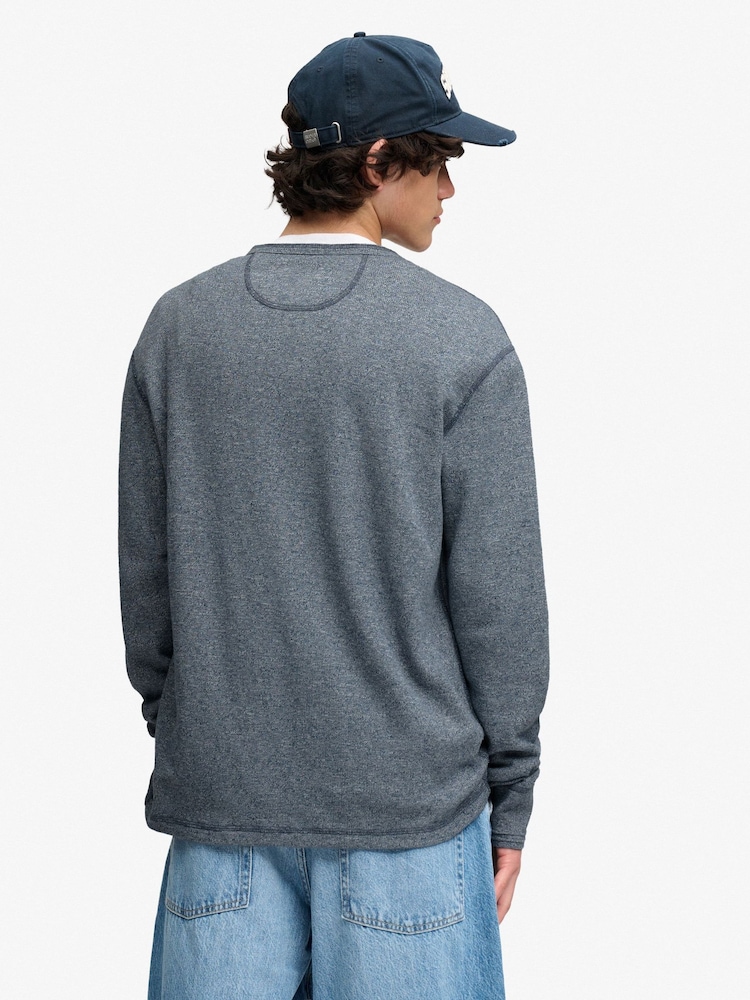 כחול - Superdry Mini Slub Waffle Long Sleeve Grandad T-Shirt - תמונה 2 מתוך 7 כחול - Superdry Mini Slub Waffle Long Sleeve Grandad T-Shirt - תמונה 2 מתוך 7