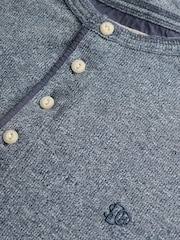 כחול  - Superdry Mini Slub Waffle Long Sleeve Grandad T-Shirt - תמונה 7 מתוך 7