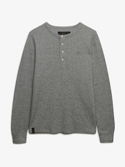 Superdry Grey Mini Slub Waffle Long Sleeve Grandad T-Shirt - Image 6 of 7