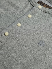 Superdry Grey Mini Slub Waffle Long Sleeve Grandad T-Shirt - Image 7 of 7