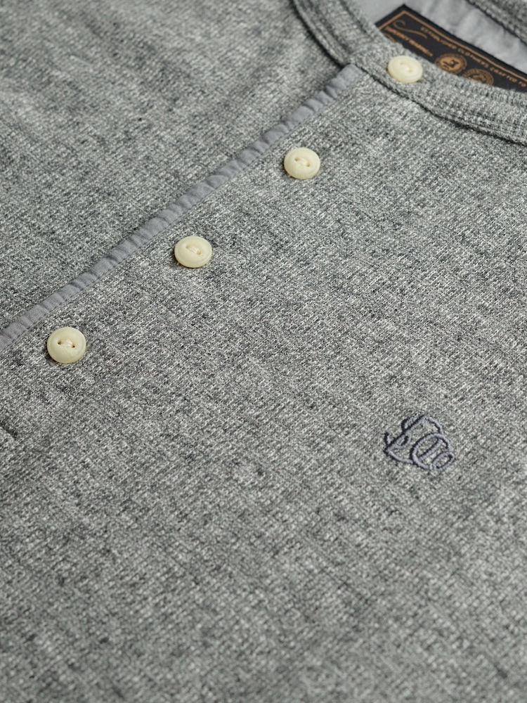 Superdry Grey Mini Slub Waffle Long Sleeve Grandad T-Shirt - Image 7 of 7 Superdry Grey Mini Slub Waffle Long Sleeve Grandad T-Shirt - Image 7 of 7