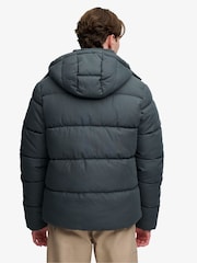 Superdry Blue Premium Hood Check Puffer Jacket - Image 2 of 8
