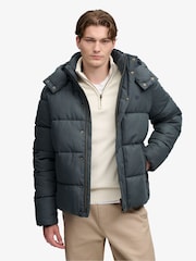 Superdry Blue Premium Hood Check Puffer Jacket - Image 3 of 8