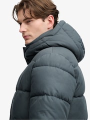 Superdry Blue Premium Hood Check Puffer Jacket - Image 6 of 8