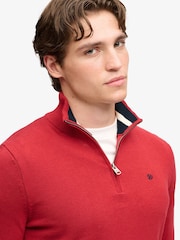 أحمر - كنزة Prep Essential قطنية بنصف سحاب من Superdry - صورة 5 من 5