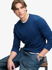 Bleu cobalt - Pull Superdry Prep Essential en coton à demi-glissière - Image 5 de 6