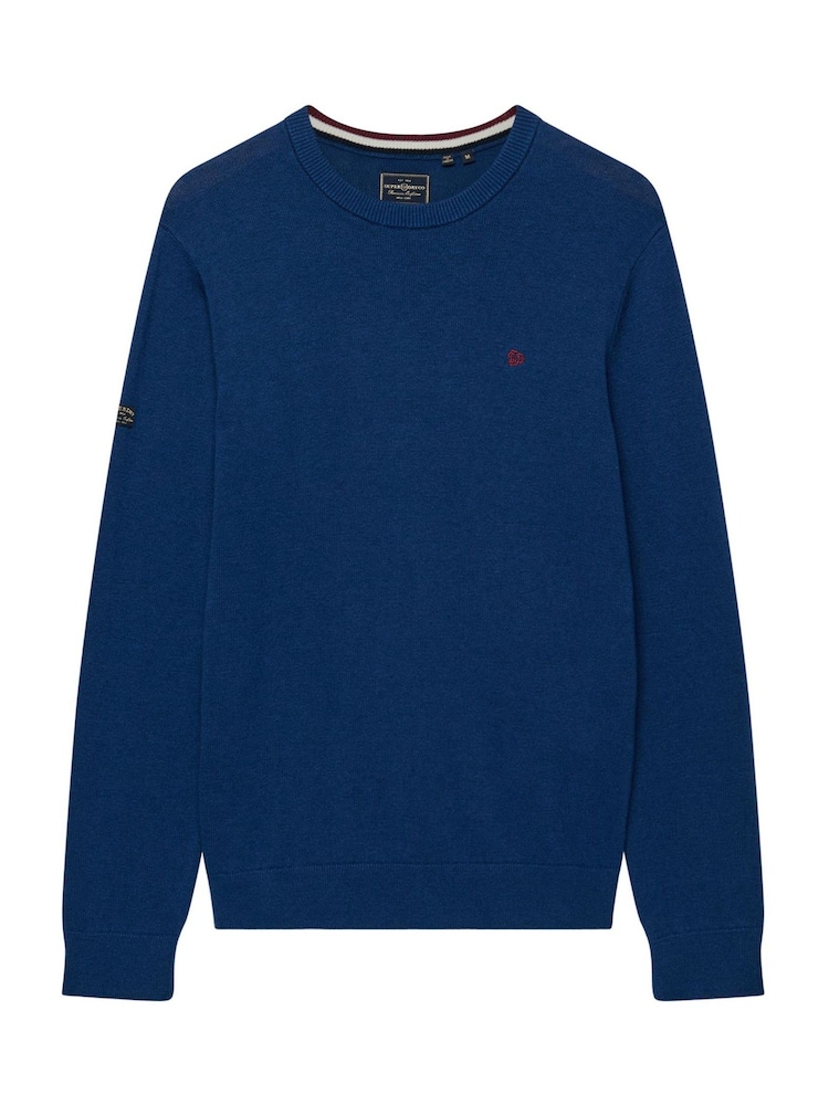 Bleu cobalt - Pull Superdry Prep Essential en coton à demi-glissière - Image 6 de 6