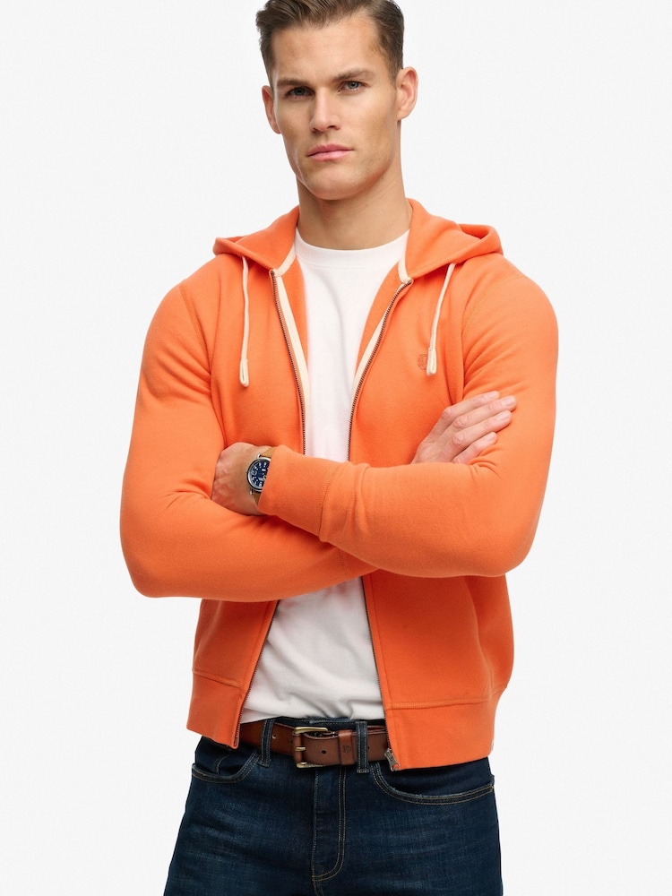 Superdry Orange Monogram Embroidered Zip Hoodie - Image 1 of 6