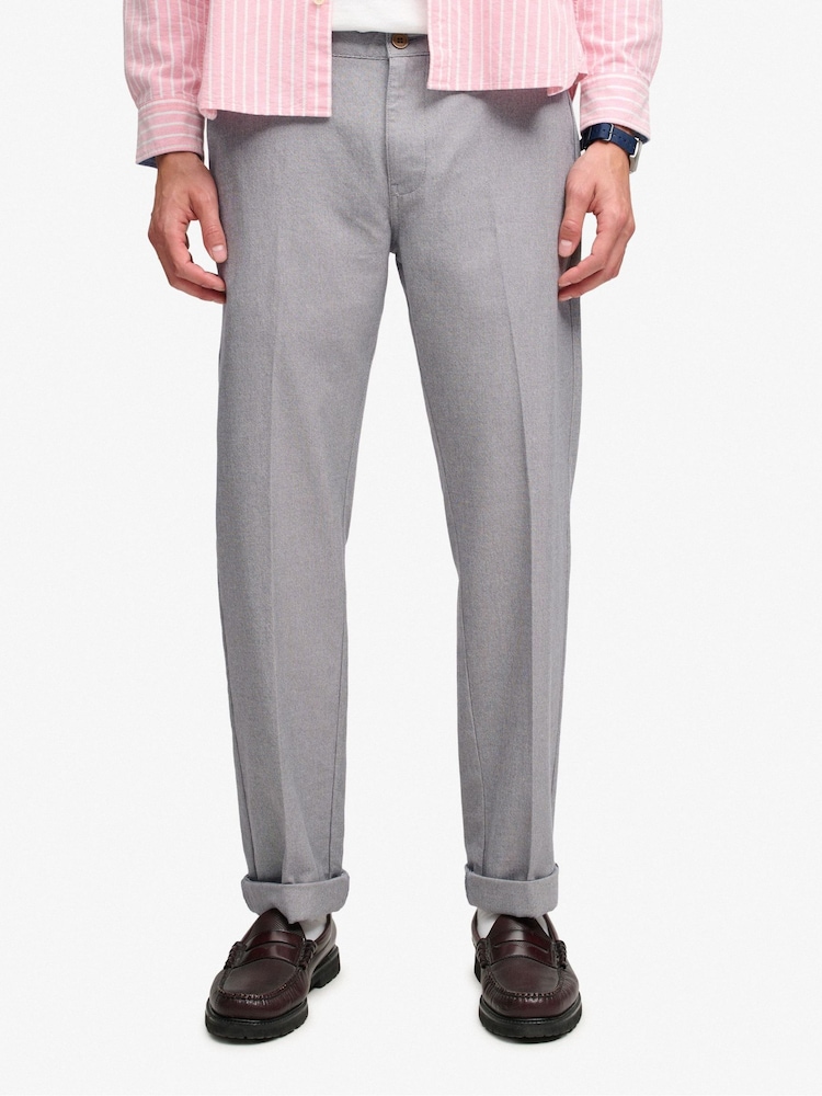 Superdry Grey Premium Textured Regular Chinos - Image 1 of 6
