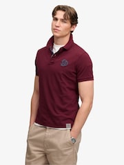 Superdry Red Pique Monogram Polo Shirt - Image 1 of 7
