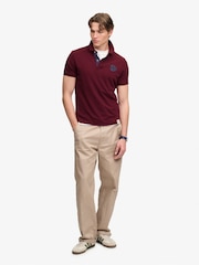 Superdry Red Pique Monogram Polo Shirt - Image 3 of 7