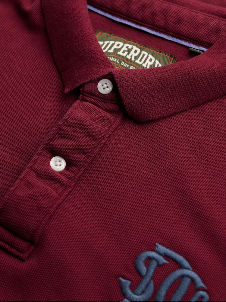 Superdry Red Pique Monogram Polo Shirt - Image 7 of 7 Superdry Red Pique Monogram Polo Shirt - Image 7 of 7