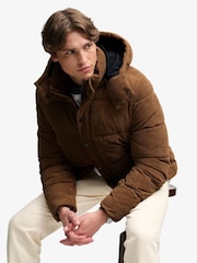 Superdry Brown Premium Hood Cord Puffer Jacket - Image 5 of 8